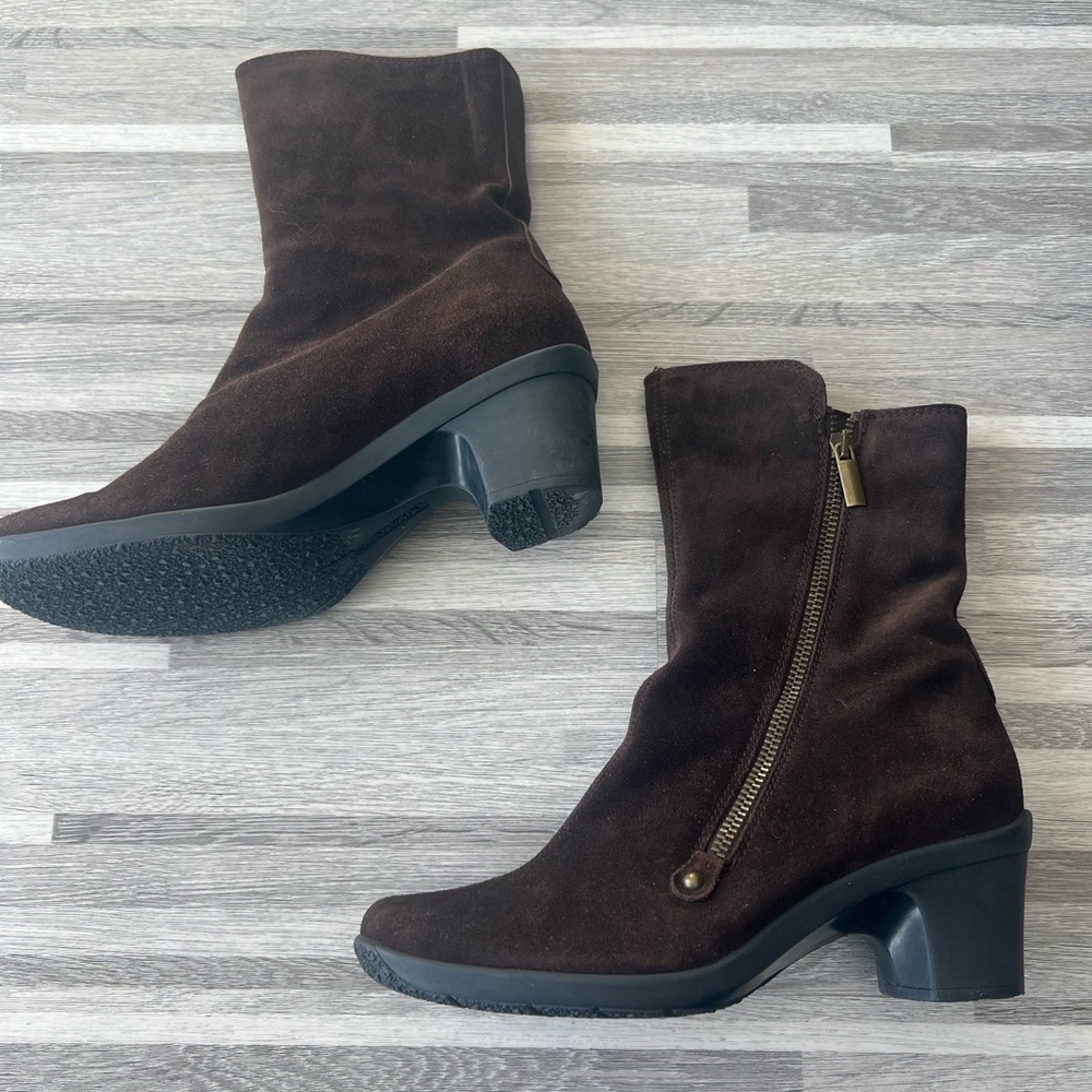 Aquatalia Brown Suede Mid Calf Ankle Boot